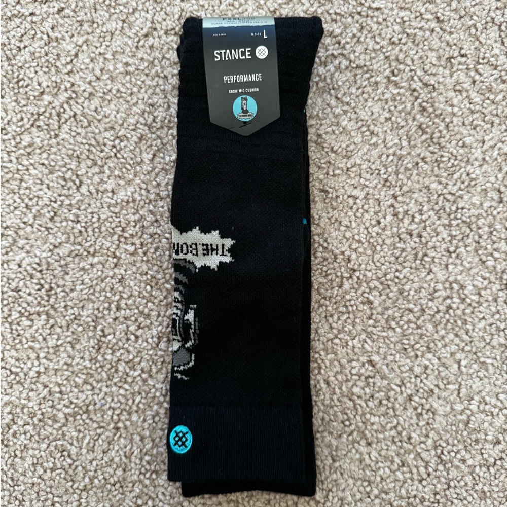 Stance Feel 360 Performance Snow Mid Cushion Bomb Hole OTC Socks Men L 9-13